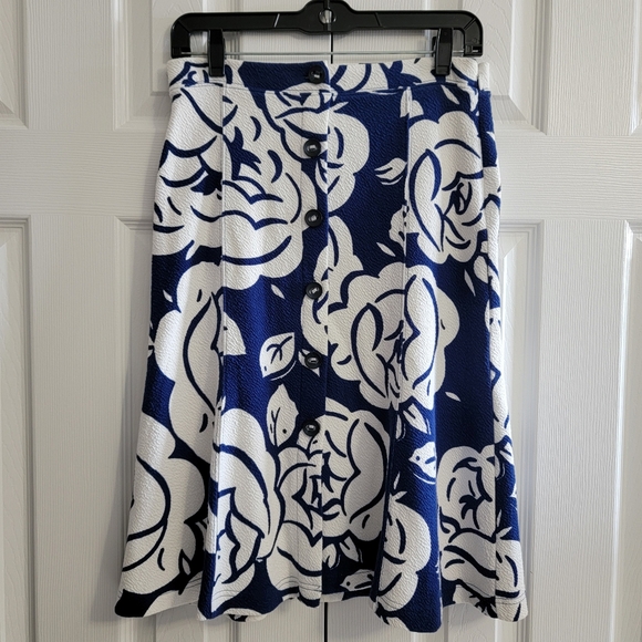 Maeve Anthropologie Amiens Flounced Skirt, Blue White Floral, Women's Size XS - Picture 7 of 7
